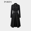 PORTS Women's Elegant Commuter Metal Logo Belted Dress