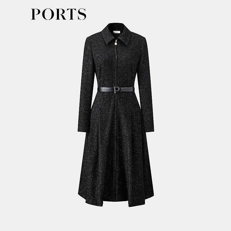 PORTS Women's Elegant Commuter Metal Logo Belted Dress