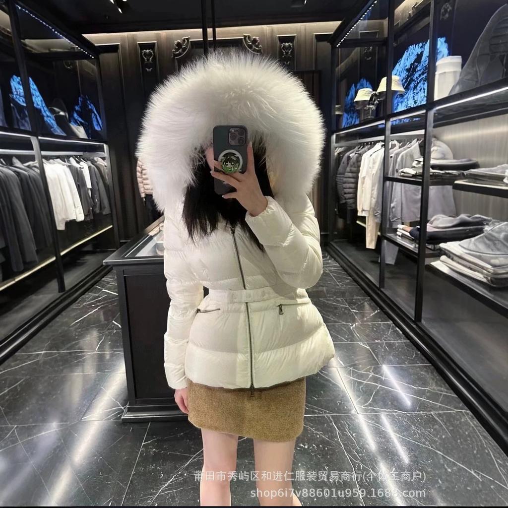 High quality masked Boed small waist down jacket women's fox fur collar short slim and thin hooded jacket