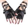1 Pair PU Leather Half Finger Gloves Rivet Punk Fingerless Gloves Gothic Hip Hop Mittens Motor Cool Rivet Hollow Dancing Glove