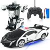 Tcvents RC Car Transformation Robot Car Toy Police Car Toy Stunt Car может трансформироваться в робота, оснащенного светодиодным вращением на 360 градусов с дистанционным управлением