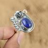 Natural Lapis Lazuli Gemstone Promise Flower Adjustable Ring 925 Sterling Silver