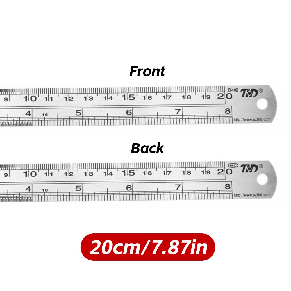 6/8/12inch Dual-Read Ruler Dual-Scale Heavy-Duty Precision Professional Drafting Steel Ruler Office Stationery