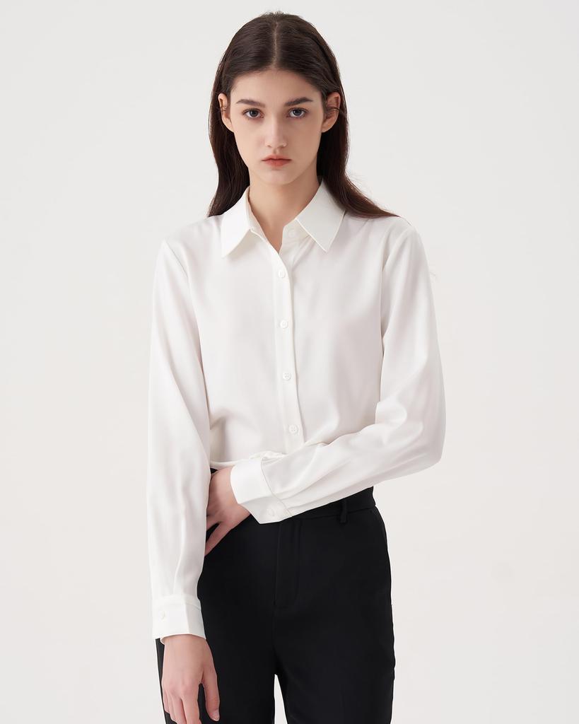 Платье платье длинное для работы бизнеса без формы новое белое M [YASHIGE] Блузка, рубашка, рубашка, женская, рукав, однотонное, для поездок на работу, охоты, офиса, униформа,