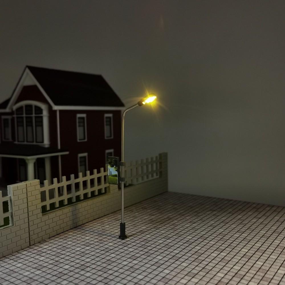 5pcs 3V Miniature Street Lamp Model Stainless Steel Model Making Led Light Table Scene Layout Kits