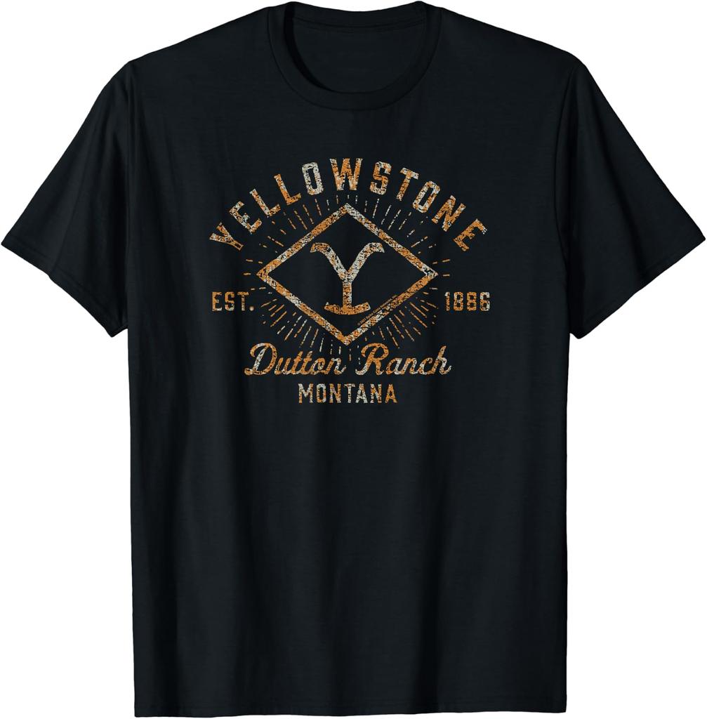 Yellowstone Sunburst Logo Dutton Ranch Men T Shirt