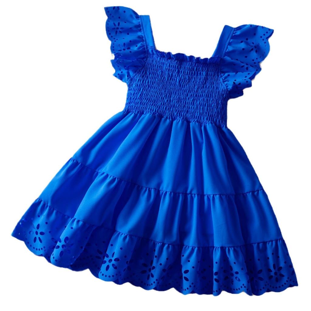 Модное платье для девочек 2025 года, летнее детское платье с короткими рукавами и оборками, кружевное платье принцессы