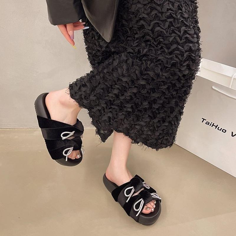 Platform Sandals Women's Summer New Double Bow Sandals Anti-slip Wear-resistant Beach Shoes