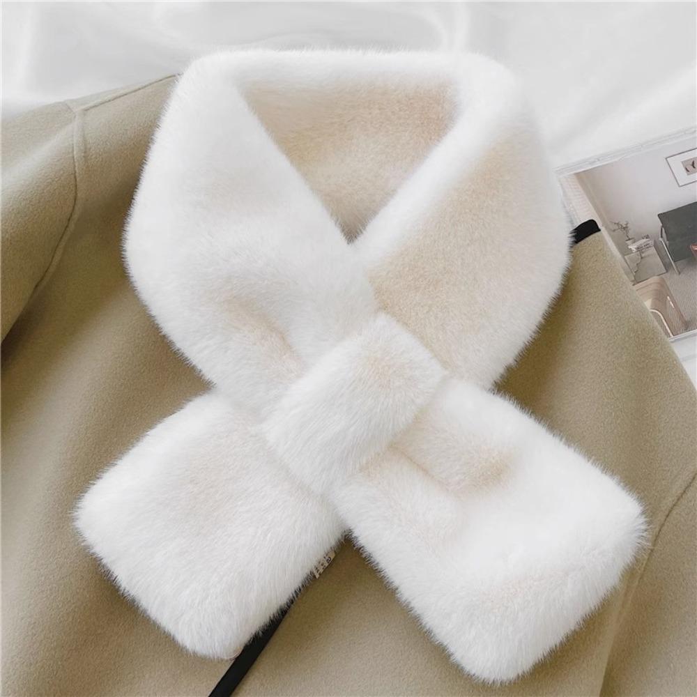 Windproof Plush Scarf Thick Neck Shawl Fashion Cross Neck Scarf Gift