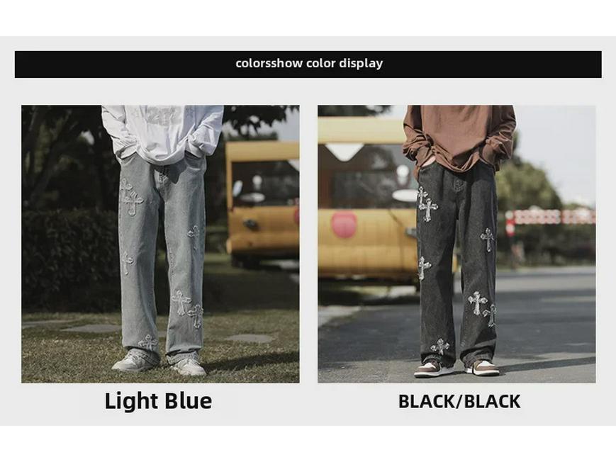 Мужские джинсы в стиле ретро с широкими штанинами — повседневные, свободные, прямого кроя на осень