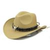 2023 Retro Wool Women Men Hollow Western Cowboy Hat Roll-up Wide Brim Cowgirl Jazz Sombrero CapTassel Tauren Ribbon
