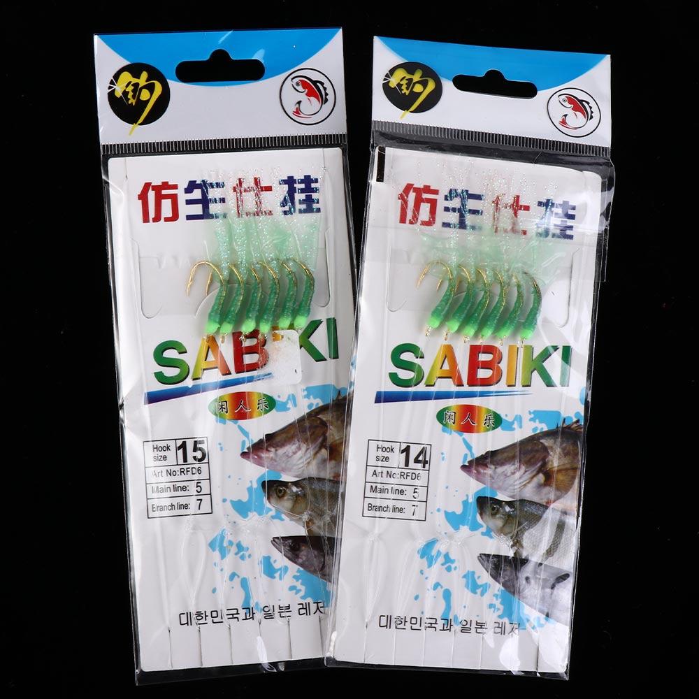 Перьевые приманки рыболовные крючки зеленая резина Sabiki приманка рыболовные снасти Sabiki Rigs соленая вода
