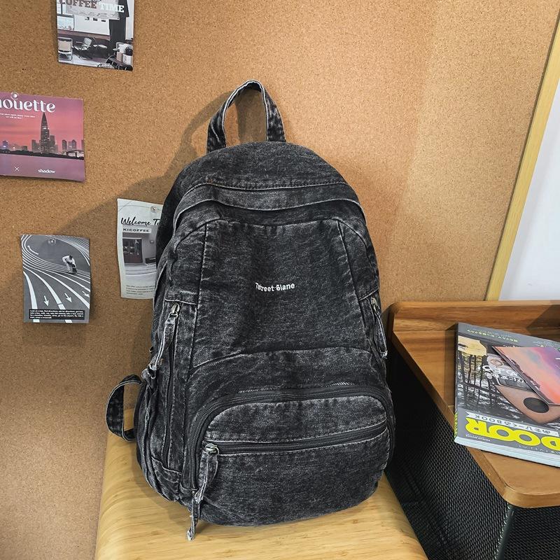 Повседневный классный школьный рюкзак из денима большой вместимости, женский новый модный универсальный рюкзак