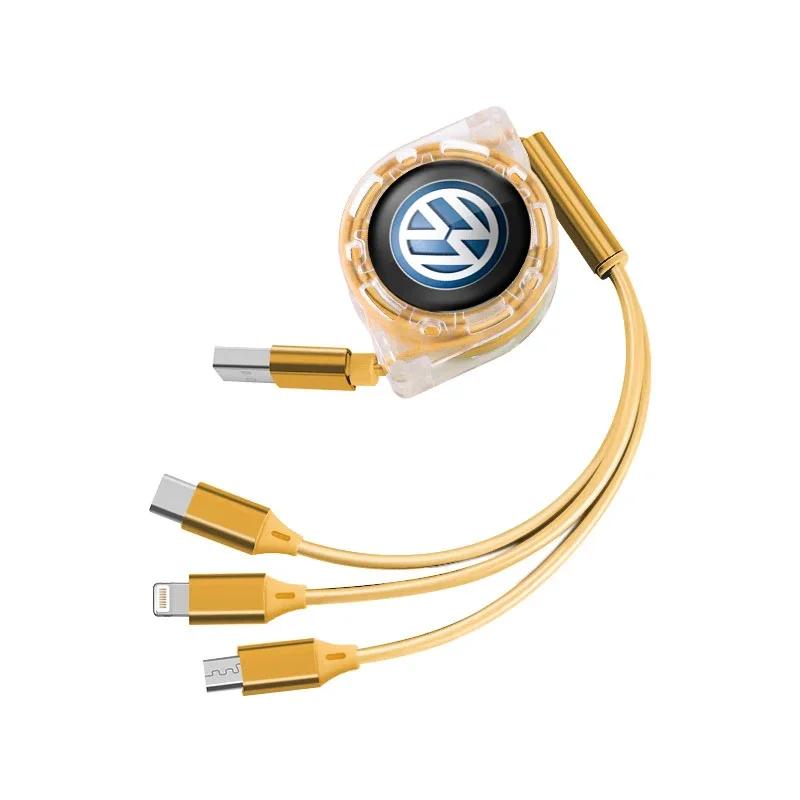 3-в-1 Micro USB Type C Зарядный кабель Мульти-зарядное устройство Для VW GTI Polo Golf Passat Tiguan Arteon Touareg Taigo Caddy Jetta Beetle