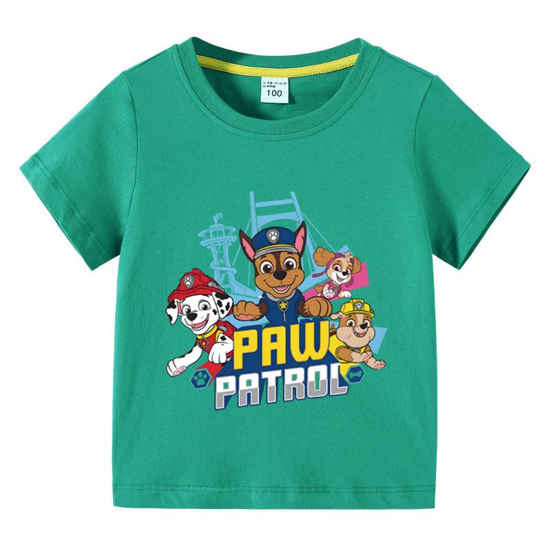 Paw Patrol Kids Clothing Tees Summer Printed Cartoon Fashion Short Sleeve Boys T-shirt Popular Design Children's Tshirt Crewneck