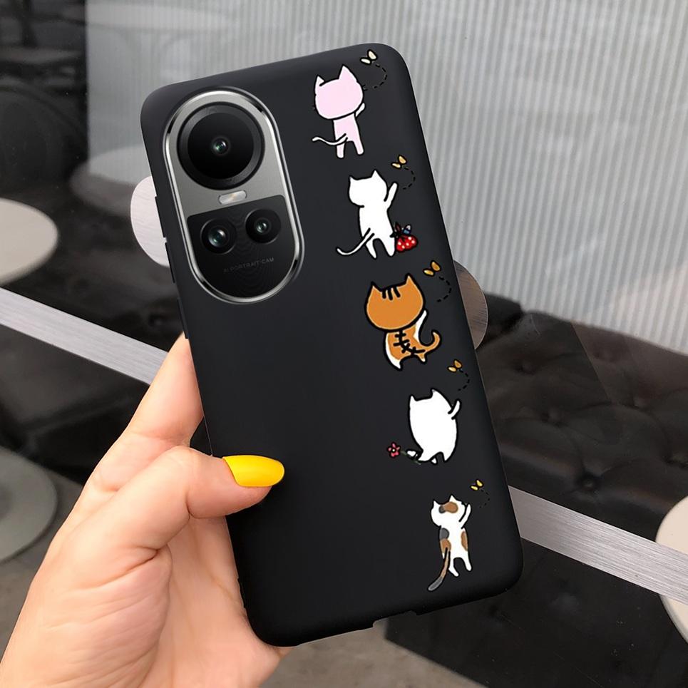 Case For Oppo Reno10 Pro Global Version Cover Bumper For Reno 10 10Pro 5G CPH2531 CPH2525 Soft TPU Capa With Cartoon Print Etui