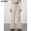 JKASHDK Женские модные повседневные однотонные брюки с высокой талией и принтом, брюки и капри