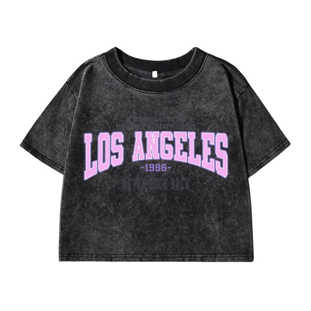 Женские хлопковые модные трендовые поношенные футболки обычного кроя с принтом Лос-Анджелес 1996, топы, женская одежда