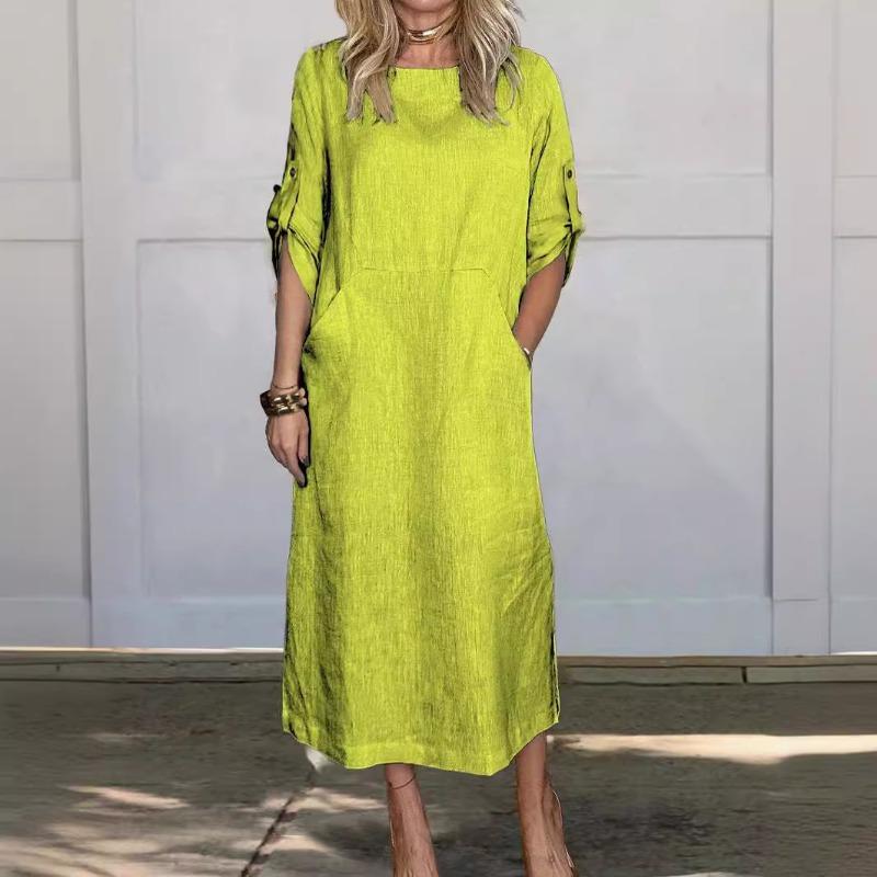 Summer Loose Casual Solid Color Short-sleeved Dress