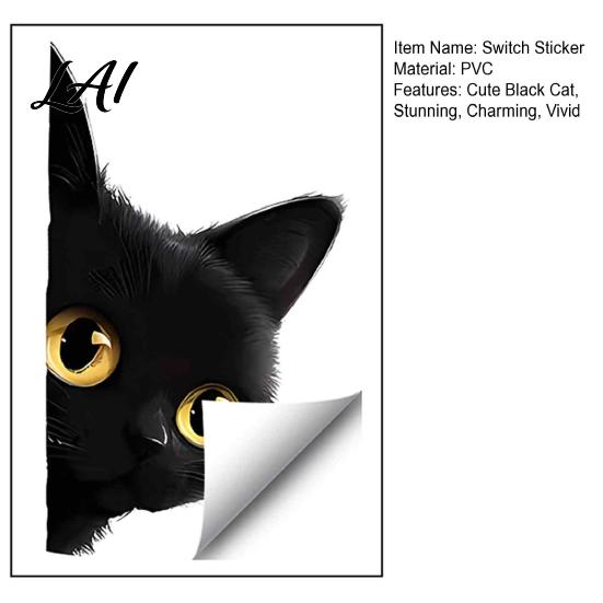 Cat Switch Decals Cute Light Decal Cartoon Black Peeking Sticker Peel Self Adhesive Decor And Stick Wall Sticker for Nursery Living Room Bedroom