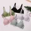 Women Solid Color Smooth Bra Thin Section Without Steel Ring One-piece Seamless Gathered Bra