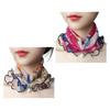 2Pcs Women Faux Silk Scarf Printing Faux Pearl Decor Lace Trim Lightweight Scarf Hand Strap Accessory