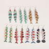 5Pairs Hook Piercing Salmon Fish Earrings Multi Segment Beach Drop Earrings  Girls