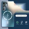 Темно-фиолетовый матовый магнитный чехол для телефона Samsung S25 Ultra с полным покрытием камер и противоскользящим дизайном