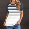 Summer Round Neck 3D Stripe Print Top Fashionable Casual Short Sleeved Women's T-shirts
