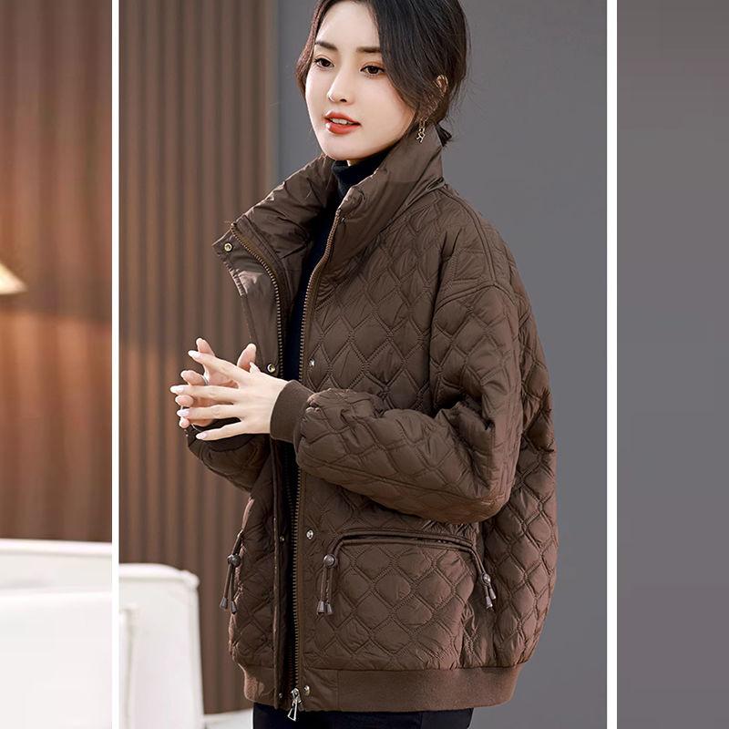High-End European Style Plus Size Short Down Cotton Coat for Women, Autumn Winter Casual Warm Cotton-Padded Jacket