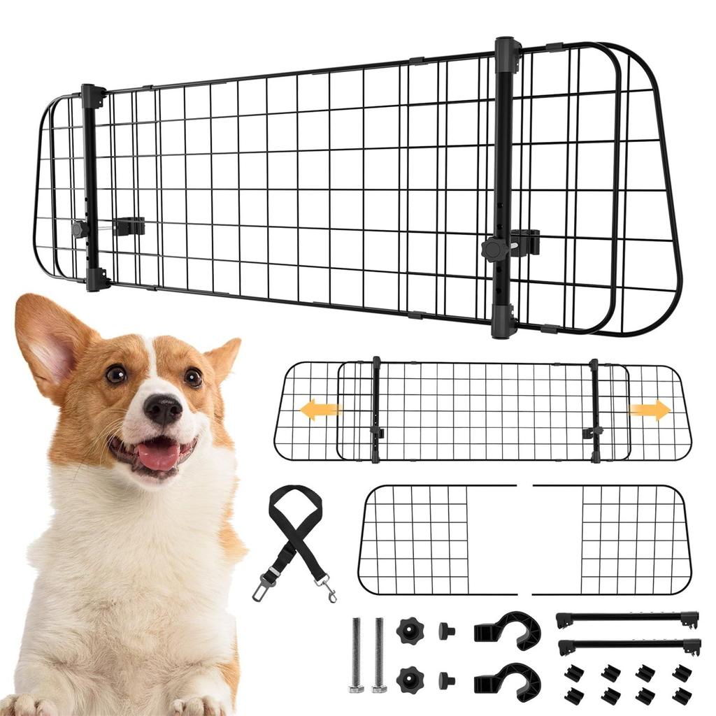 Автомобильная охрана для собак 12 дюймов, Автомобильная защитная решетка с регулируемой шириной, Перегородка багажника для собак, Защитная решетка для собак с ремнем безопасности, Автомобильная сетка для собак, Автомобильная охрана