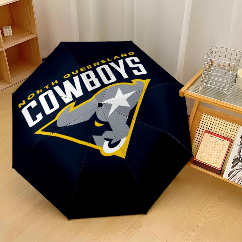 North Queensland Cowboys Print Auto 8?Ribs Folding Umbrella Wind Resistant Lightweight Automatic Umbrella For Daily Travel