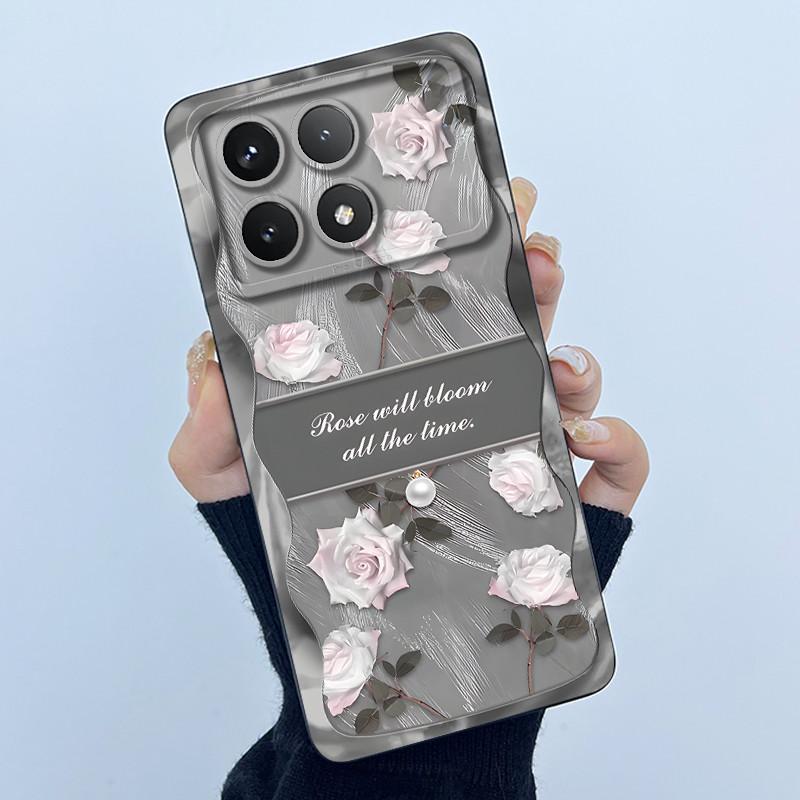 Для Xiaomi Poco X6 Pro 5G Чехол Poco X6Pro Задняя крышка Модный Минимализм Цветочный Мягкий Жидкий Силиконовый Чехол Для PocoX6 Pro Fundas