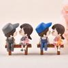 1 Pair of Sweet Lovers Couple On Chair Miniature Figurines Crafts Fairy Garden Decoration