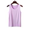 Women Bottoming Vest Ice Silk Seamless Sleeveless Pure Color Plus Size Stretchy Round Neck Dry Dry Cooling Camisole Summer Dating Office Vacation