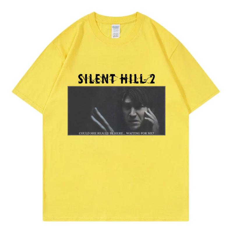 Хоррор Игра Silent Hill 2 Принт Футболка Мужская Женская Мода Винтажная Футболка с Коротким Рукавом Летняя 100% Хлопок Оверсайз Футболки
