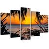 Five Piece Picture Canvas Print, Sea At Sunset