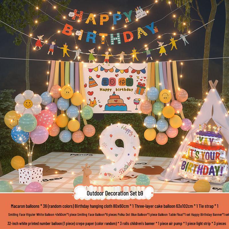 Сяохуншу Первый день рождения Кемпинг Вечеринка Шары и Баннер для Детей