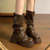 Модные короткие женские ботинки 2025 новая весна и осень зима ретро ботинки на мидсоли в стиле Майяр