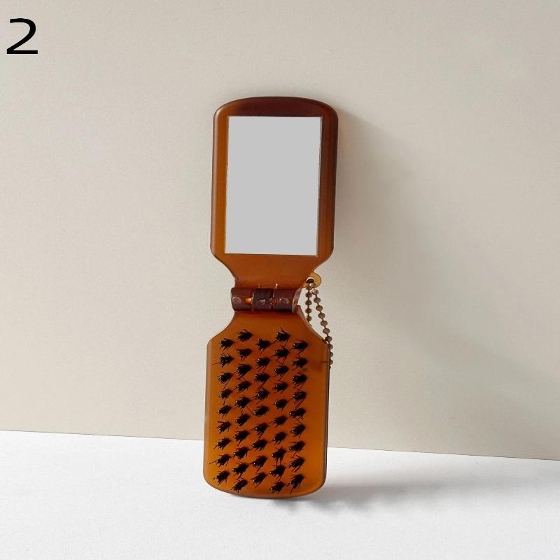 Mirror Portable Pocket Mane Bristle Hair Brush Combs Collapsible Travel Massage Comb Hair Styling Tools Salon Makeup Combs