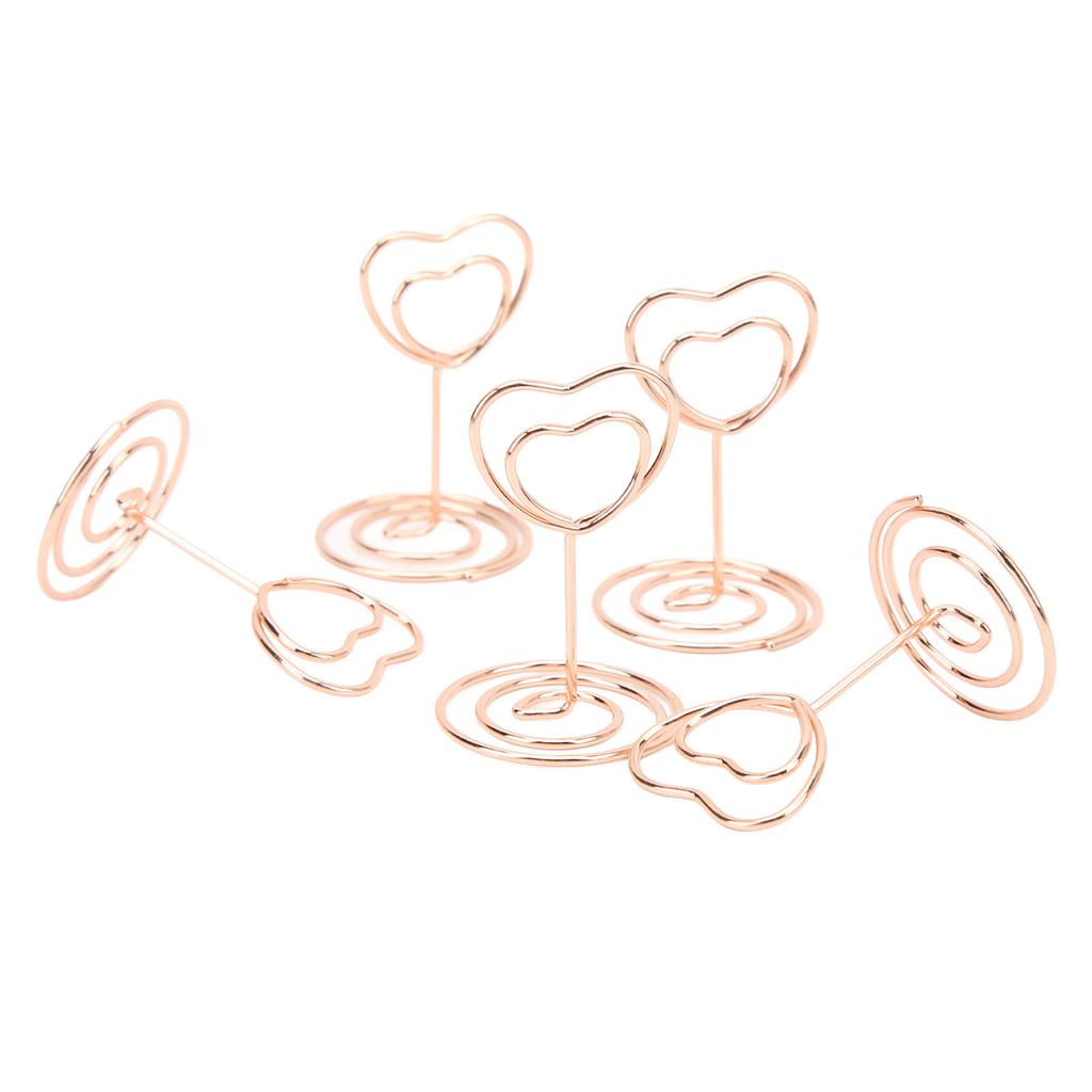 20Pcs Table Number Holder Heart Shaped Stable Sturdy Metal Widely Used Place Card Holder for Home School
