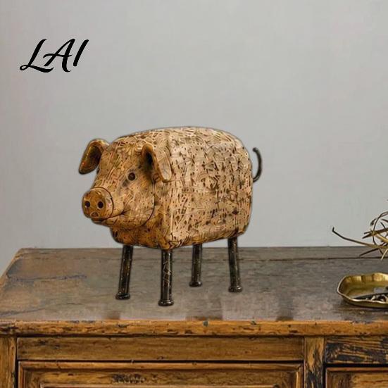 Cute Farmhouse Shelf Accents Country Style Rustic Animal Resin Pig/Rooster Figurine Statue Pastoral Home Decor Ornaments Desktop for Shelves