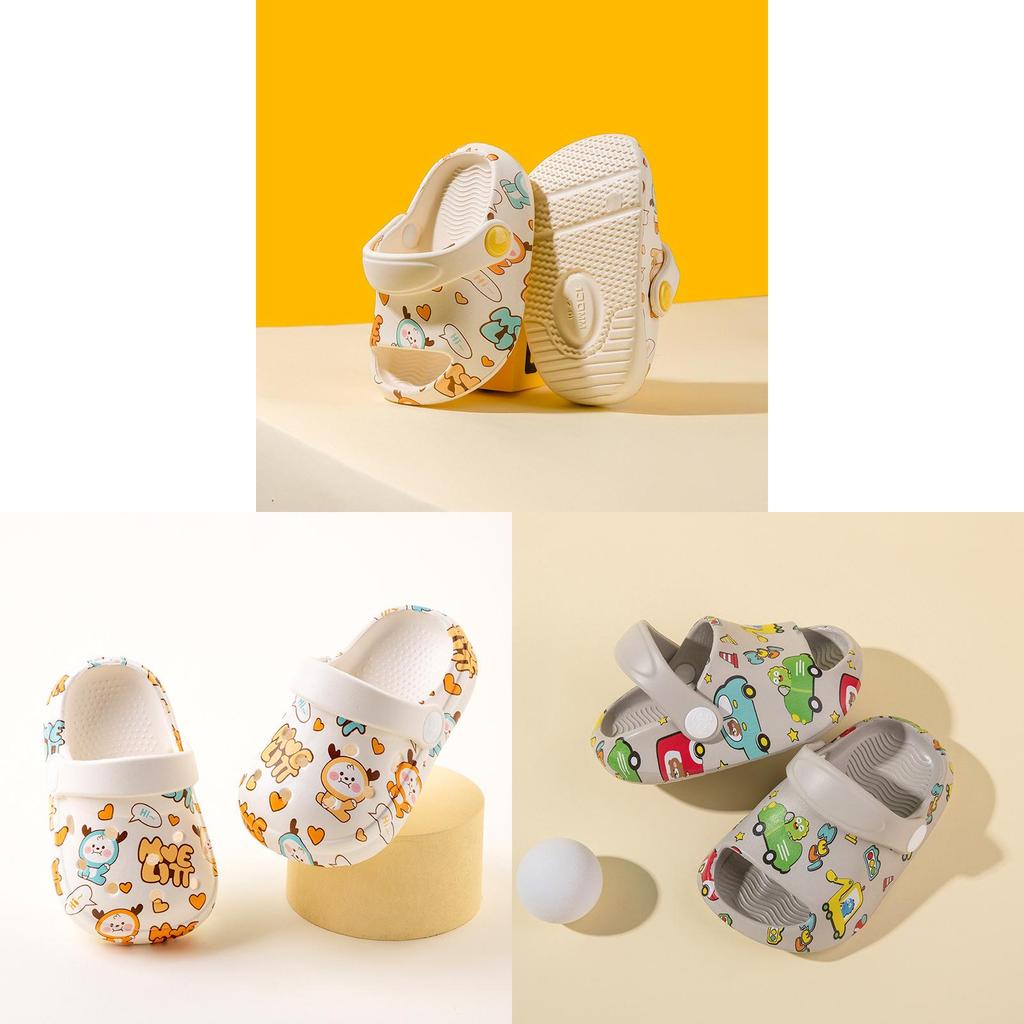 Childrens Eva Slipon Clogs With Lightweight Sole And Cute Cartoon Print For Summer Use