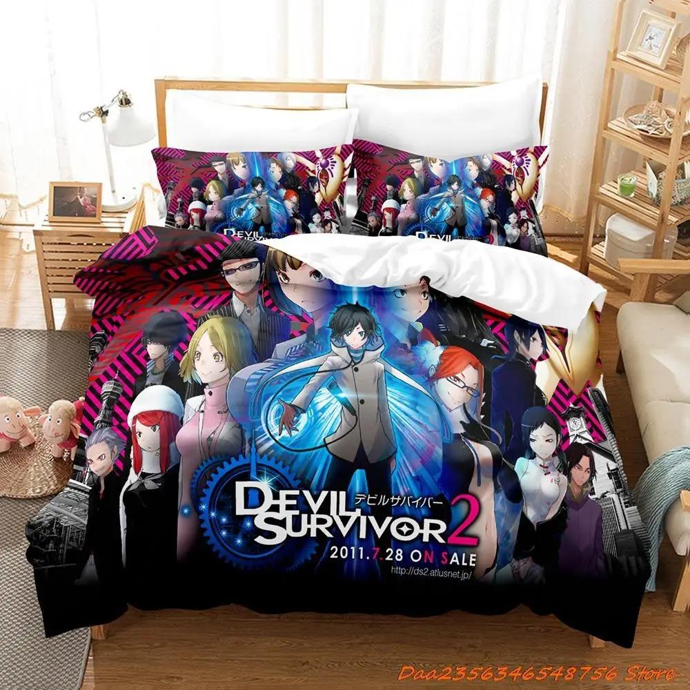 Devil Survivor 2 Постельное белье Мультяшное Аниме Трехсекционный Комплект Спальня для Мальчиков Подростков Комплекты Пододеяльников 3D Каваи Все Сезоны Camas
