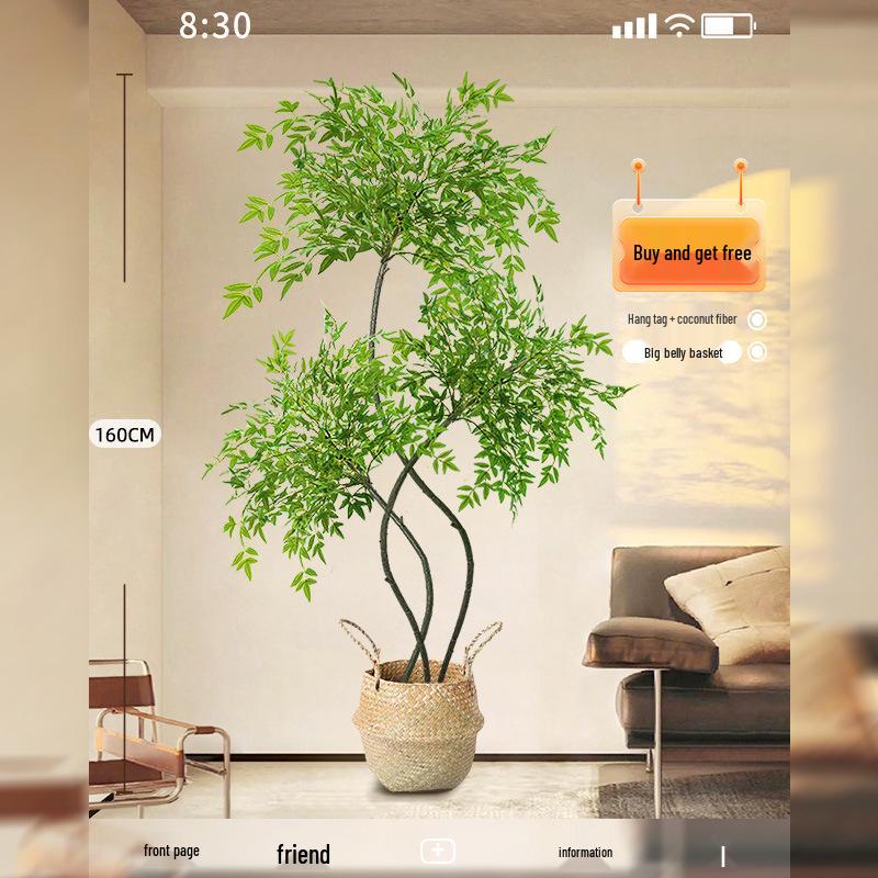 Нандина Роскошное Искусственное Дерево - Напольное Украшение для Помещений и Бионическое Зеленое Растение в Горшке