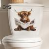 Чтение газет Як стикер для унитаза Съемный самоклеящийся водонепроницаемый ПВХ Гостиная Ванная комната Стена Искусство Корова Крышка унитаза Украшение Наклейка