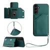 For Samsung Galaxy S24 Case Card Holder Kickstand Skin-Touch Phone Cover with Wrist Strap