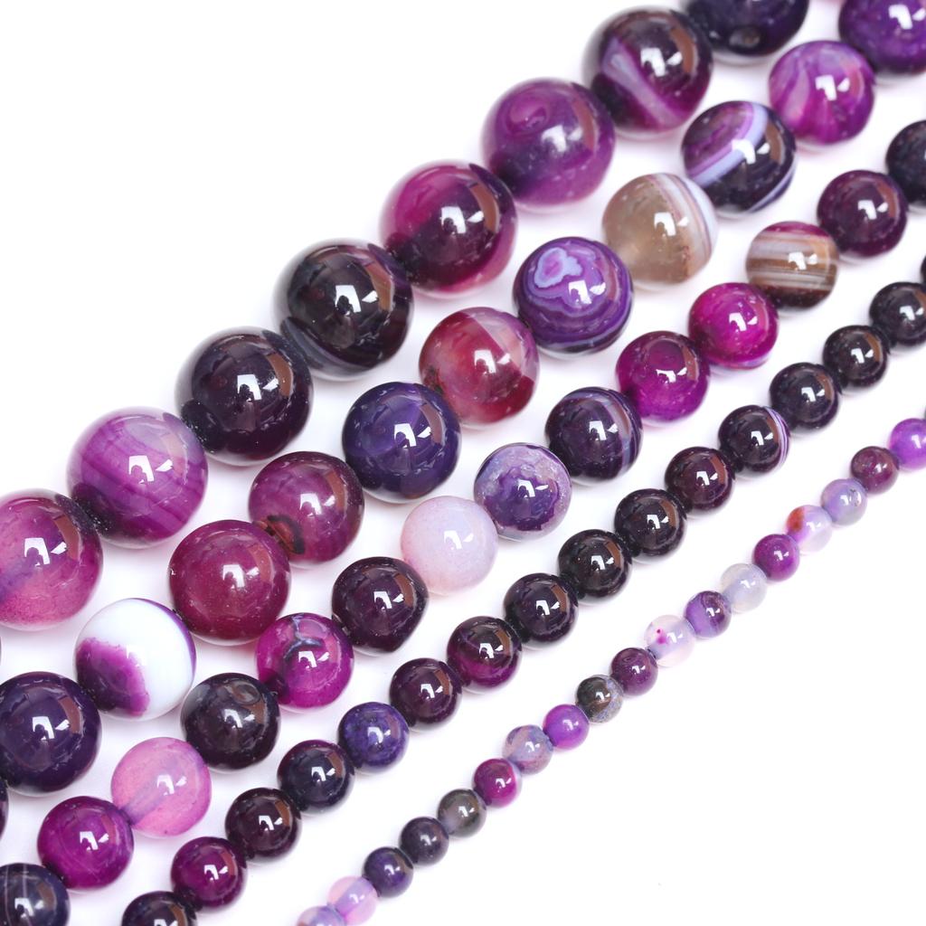 Accessory For Jewelry DIY Stone Stripe Agates Fashion Beads 4/6/8/10/12mm Spacer Beads Mobile Phone Chain 40/30/20/5Pcs Jewelry Making Beads
