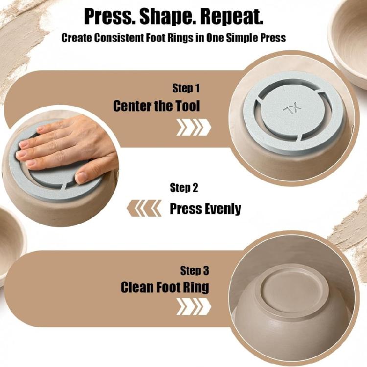 ABS Pottery Base Form Set, 5 Trimming Support Guides for Clay Bottom Shaping, Matte Finish Handling and Wheel Side Studio Tasks in Daily Use