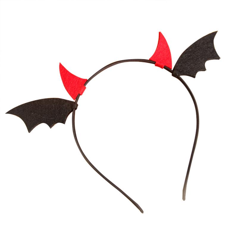 Повязка на голову Хэллоуин Дети Смешная повязка на голову Крылья демона Двусторонняя вилка Шляпа ведьмы Праздничные волосы